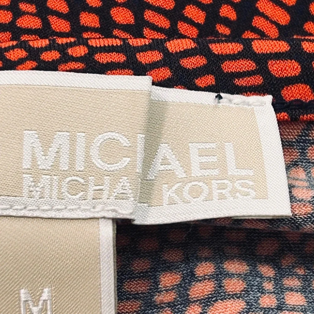 Michael Kors Womens Red‎ Black Snakeskin Print Side Tie Ring Tunic Top Medium